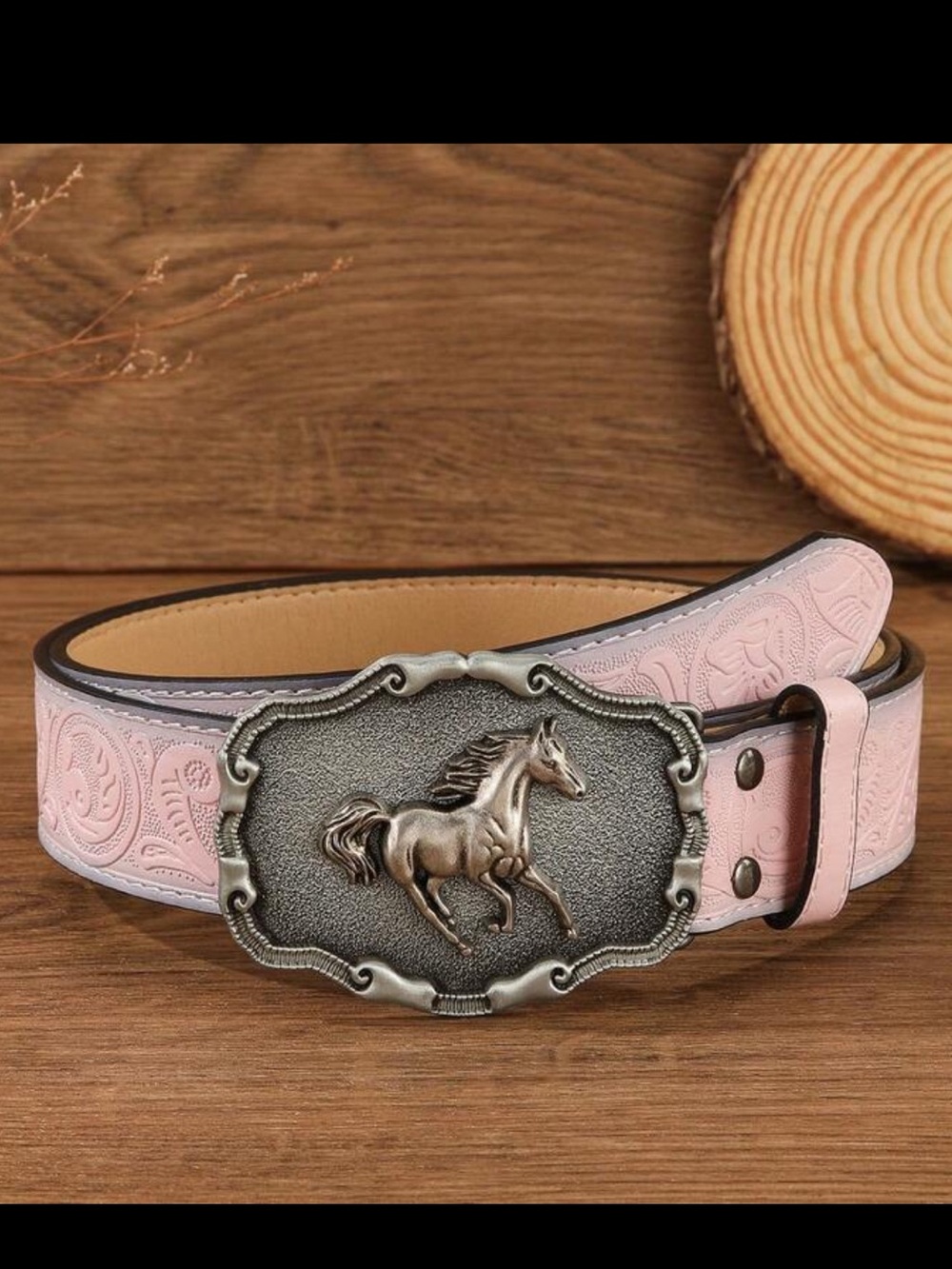 1pc Pink Belt, Vintage Y2K Style, Western Cowboy Belt Alloy Buckle